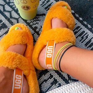 UGG Women's Vibrant Orange Fluffy Slippers